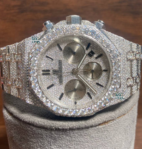 Chrono Dial Iced Out Full Moissanite Diamond Automatic Wrist Watch