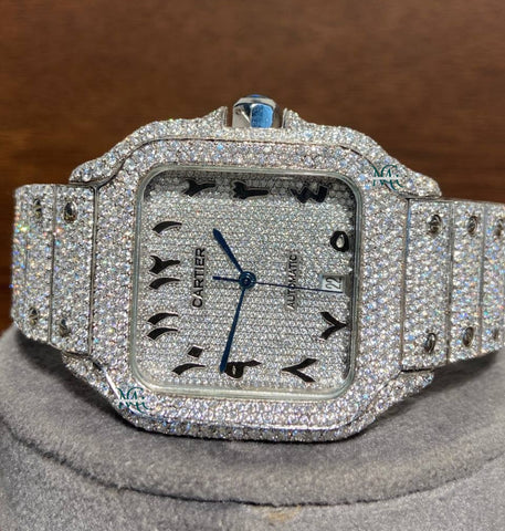 Full Iced Out VVS1 Moissanite Arabic Dial Wrist Watch