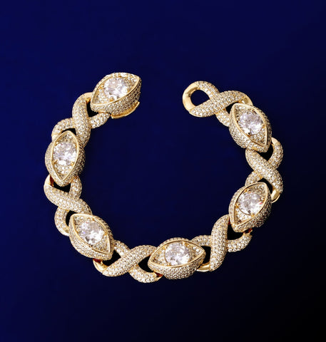 Iced Out Moissanite Infinity With Eye Link Hip Hop Bracelet
