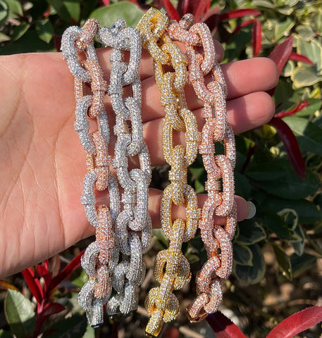 Iced Out Moissanite Rolo Link Hip Hop Bracelet