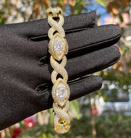Iced Out Moissanite Infinity With Eye Link Hip Hop Bracelet