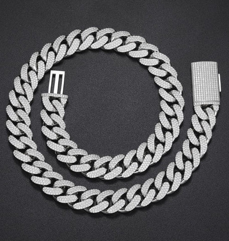 Iced Out Moissanite Cuban Link Hip Hop Chain For Men's
