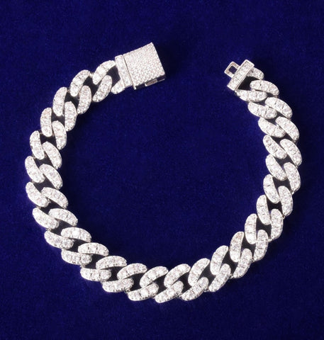 VVS1 Moissanite Iced Out Cuban Link Hip Hop Bracelet