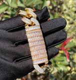 Moissanite Iced Out Baguette Cut Cuban Bracelet