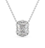 Radiant Cut Moissanite Unique Halo Pendant