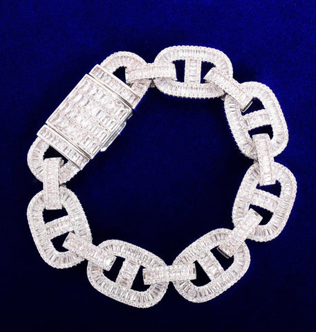 Baguette Cut VVS1 Moissanite Customized Hip Hop Bracelet