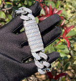 Moissanite Iced Out Baguette Cut Cuban Bracelet