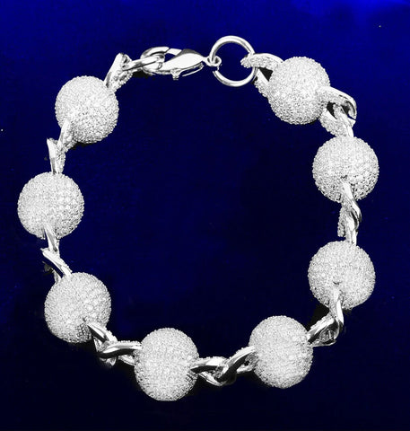 Ball Link Iced Out Moissanite Hip Hop Bracelet