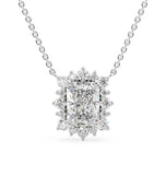 Radiant Cut Moissanite Sunflower Halo Pendant