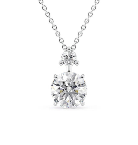 Moissanite Round Cut Hidden Halo Pendant For Her