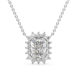 Radiant Cut Moissanite Halo Pendant Gift For Women