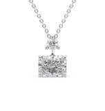 Radiant Cut Moissanite Hidden Halo Pendant For Her