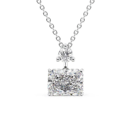 Radiant Cut Moissanite Hidden Halo Pendant For Her