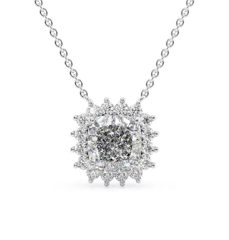 Moissanite Cushion Cut Halo Pendant For Her