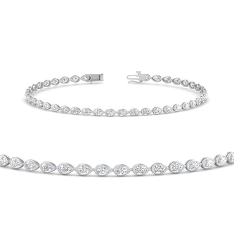 East TO West Pear Cut Bezel Set Moissanite Bracelet