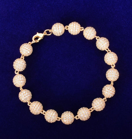 Round Cut Moissanite Ball Link Hip Hop Bracelet