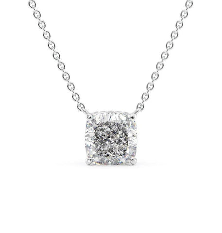 Cushion Cut Moissanite Hidden Halo Pendant