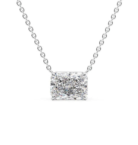 East To West Radiant Cut Moissanite Solitaire Pendant For Her