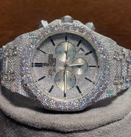 Chrono Dial Iced Out Moissanite Wrist Watch For Him
