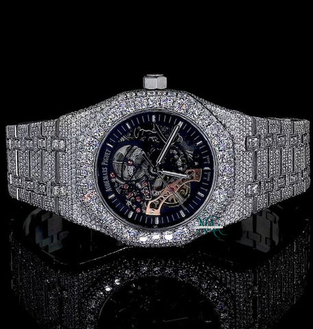 Moissanite Diamond Iced Out Skeleton Wrist Watch