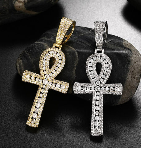 Moissanite Ankh Cross Unisex Pendant Hip Hop Necklace