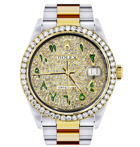 Oyster Band Dual Tone Moissanite Diamond Wrist Watch