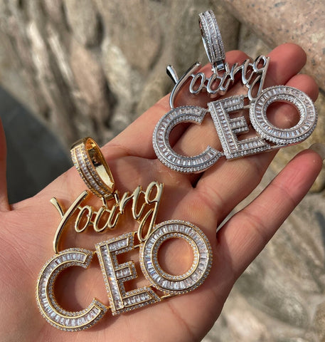 Custom Letter Young CEO Pendant VVS Moissanite Bling Necklace