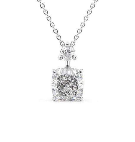 Moissanite Cushion Cut Hidden Halo Pendant