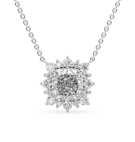 VVS1 Moissanite Cushion Cut Halo Pendant