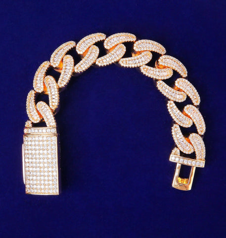 Iced Out Baguette Cut VVS1 Moissanite Hip Hop Bracelet