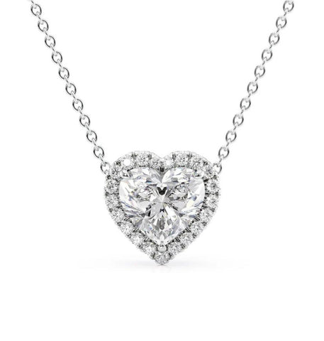 Heart Cut VVS1 Moissanite Halo Pendant