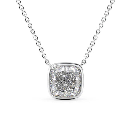 Cushion Cut VVS1 Moissanite Bezel Set Pendant