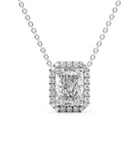 Radiant Cut Moissanite Halo Pendant For Her