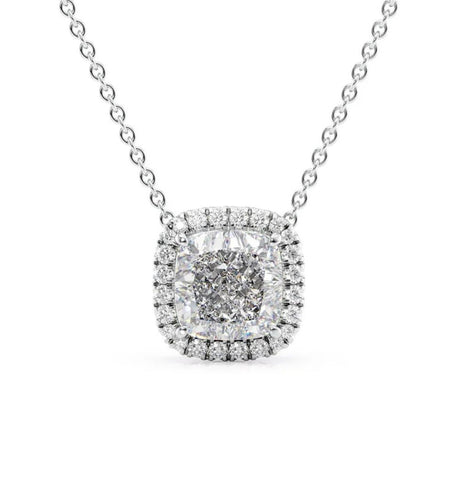 Cushion Cut Moissanite Halo Pendant