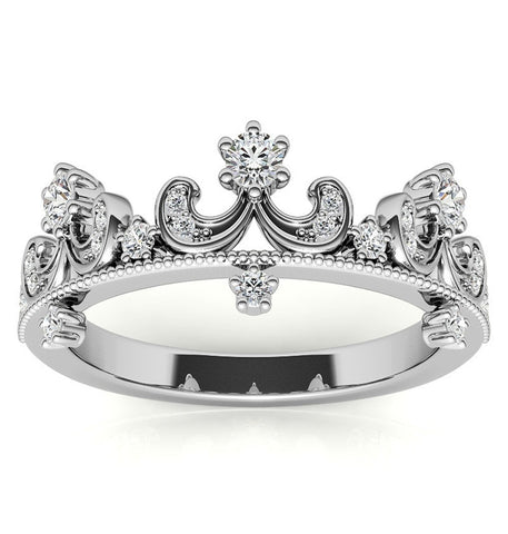 Round Brilliant Cut Moissanite Crown Style Wedding Ring