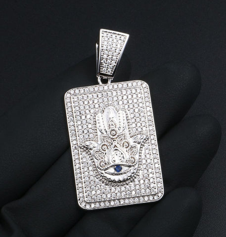 Iced Out Hamsa Hand Moissanite Hip Hop Pendant