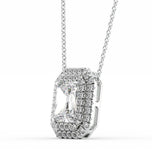 Radiant Cut Moissanite Double Halo Pendant