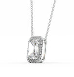 Radiant Cut Moissanite Halo Pendant For Her