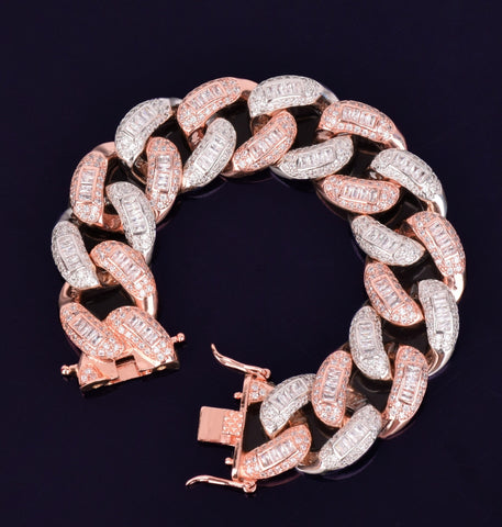 Baguette Cut VVS1 Moissanite  Cuban Link Bracelet