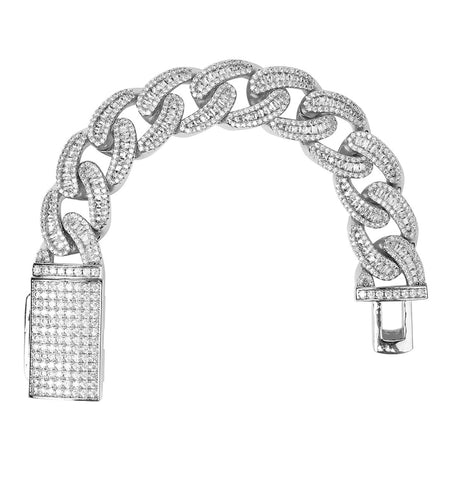 Iced Out Baguette Cut VVS1 Moissanite Hip Hop Bracelet
