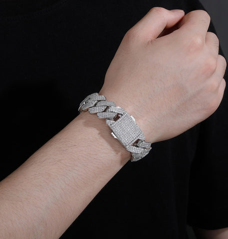 VVS1 Moissanite Iced Out 22MM Cuban Link Hip Hop Bracelet
