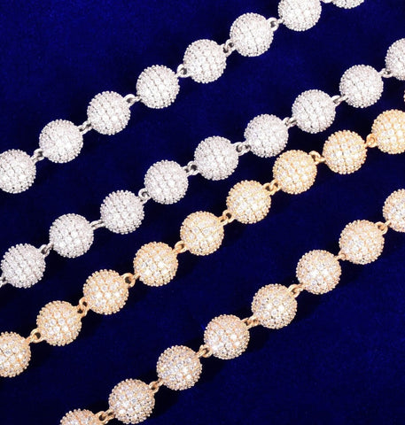 Round Cut Moissanite Ball Link Hip Hop Bracelet