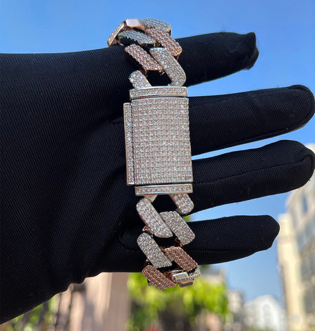 Moissanite Rose & White Tone Iced Out Bracelet