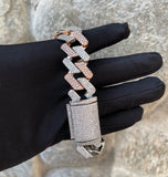 Moissanite Rose & White Tone Iced Out Bracelet