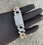 Moissanite Rose & White Tone Iced Out Bracelet