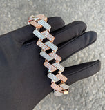 Moissanite Rose & White Tone Iced Out Bracelet