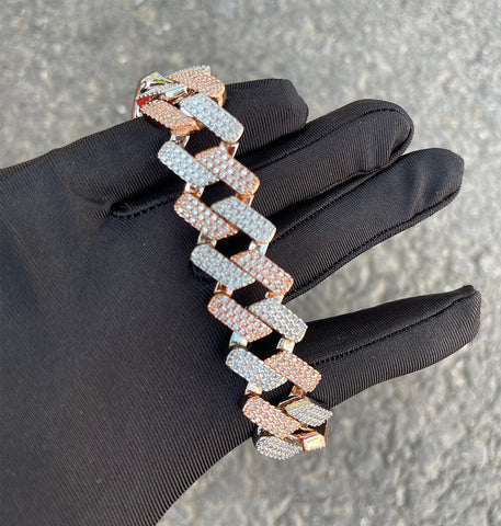 Moissanite Rose & White Tone Iced Out Bracelet