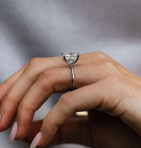 Elegant Cushion Cut Hidden Halo Engagement Ring