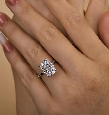 Elegant Cushion Cut Hidden Halo Engagement Ring