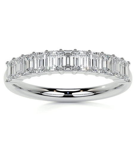 Emerald Cut Moissanite Diamond Half Eternity Ring